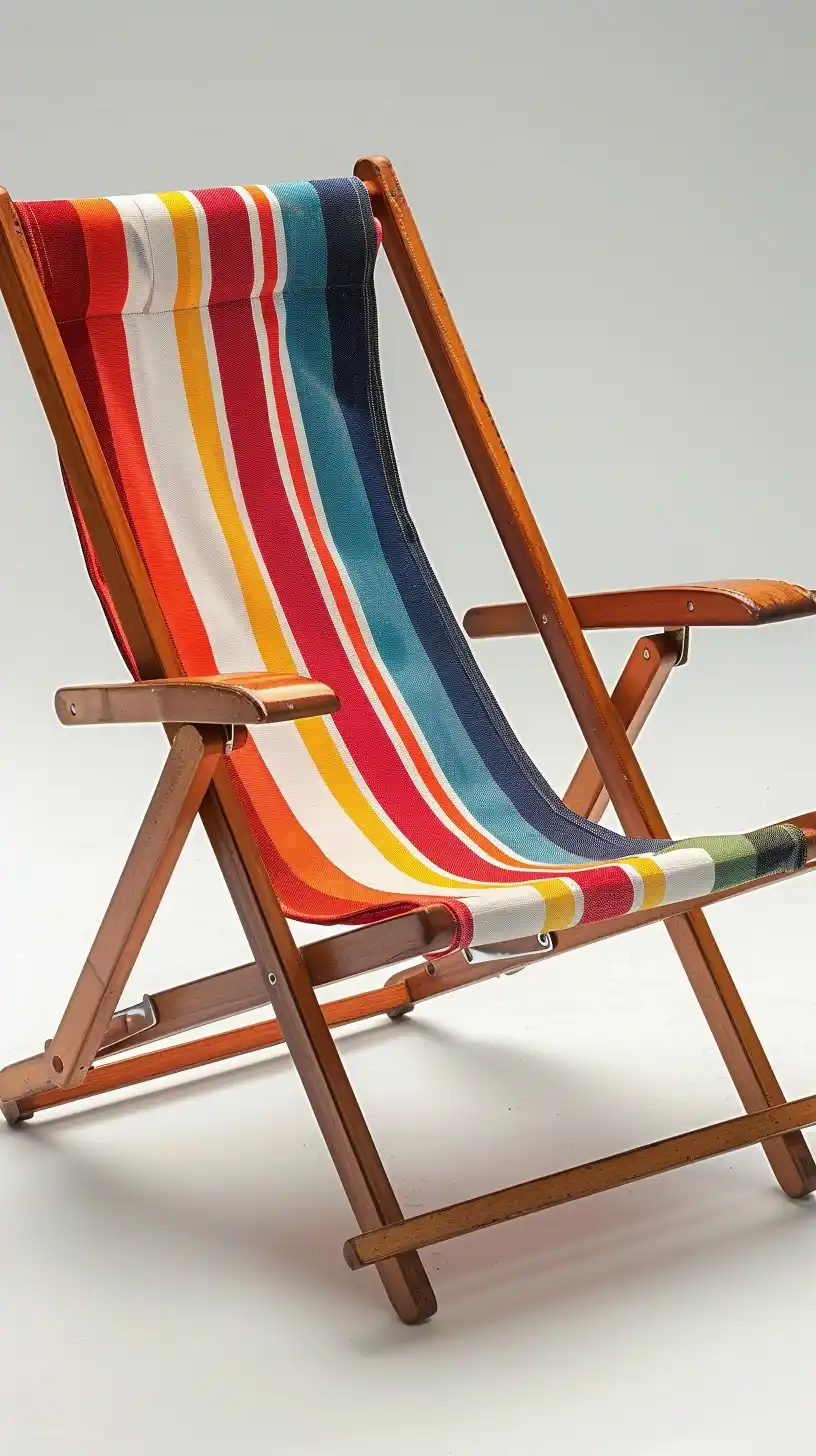 Retro Beach Chair Illustration Midjourney提示词
