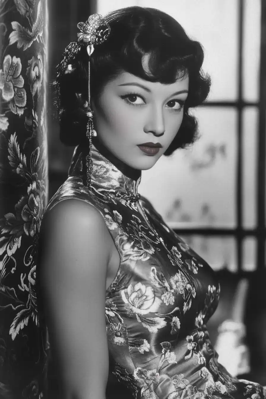 Dramatic Cheongsam in Shanghai Midjourney 提示词生成效果