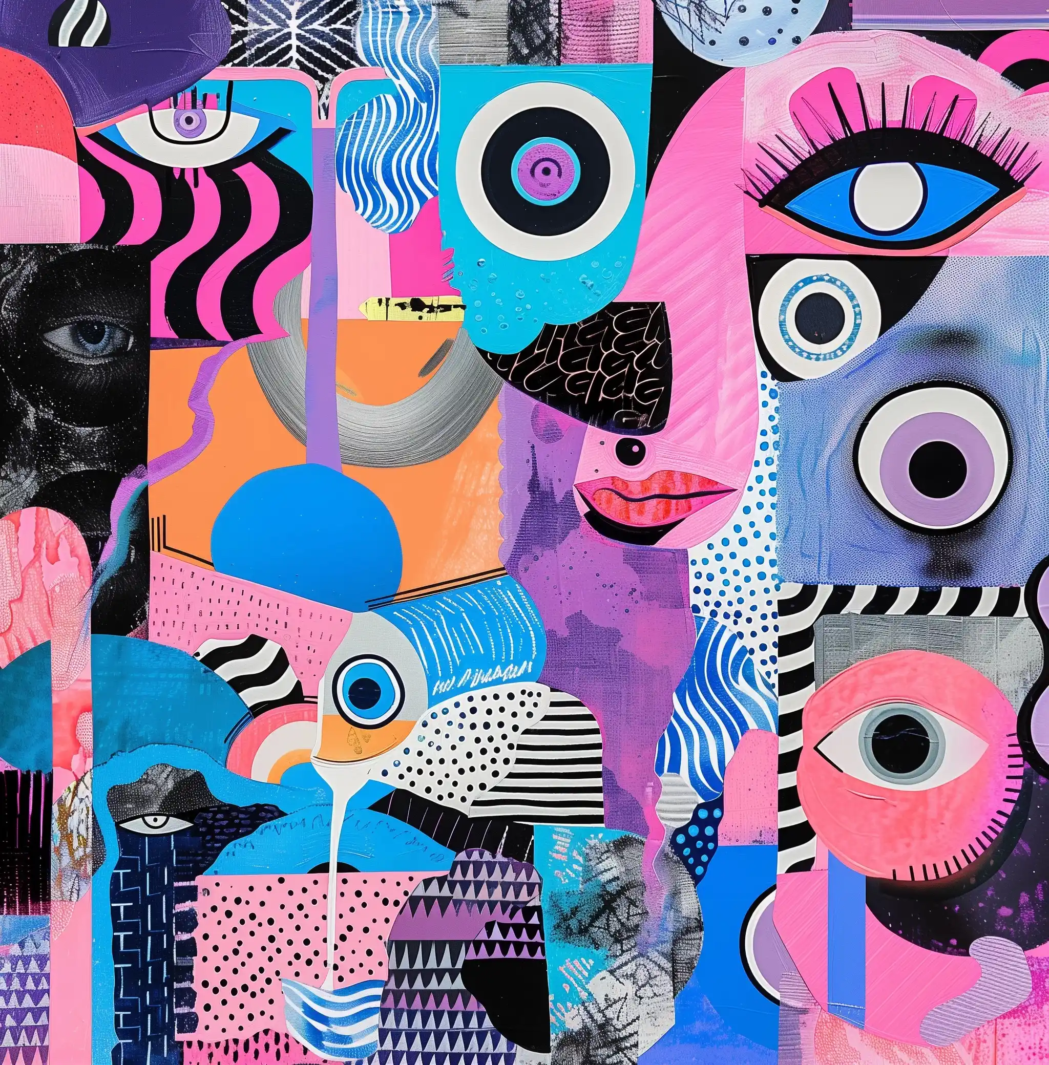 Maximalist Psychedelic Collage Midjourney提示词