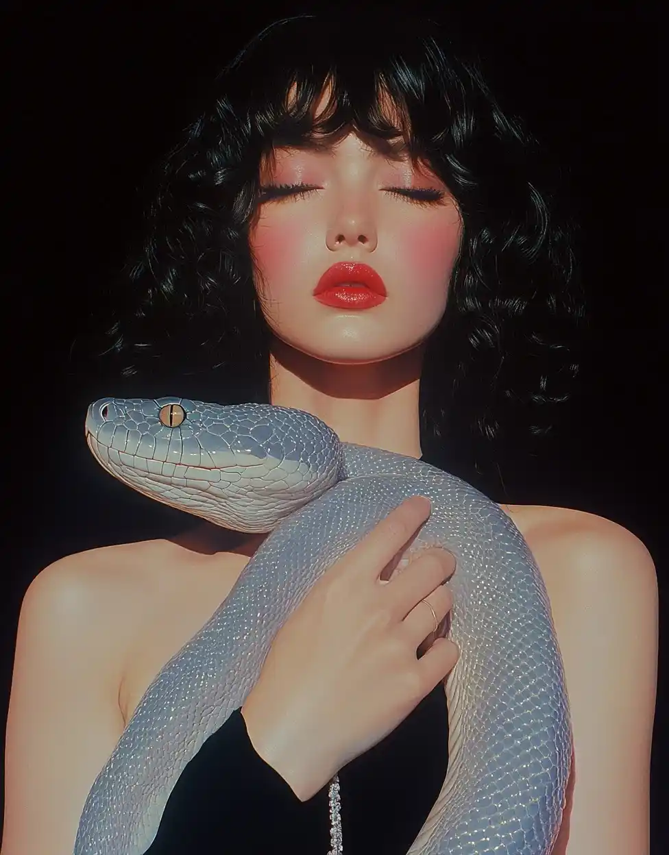 Surrealist Woman with Snake Midjourney提示词