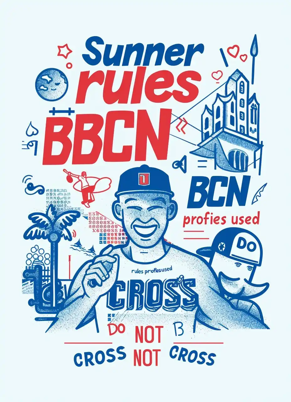 Minimal Barcelona Sticker Design Midjourney提示词