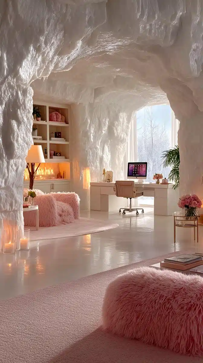 Ice Cave Home Office Midjourney提示词