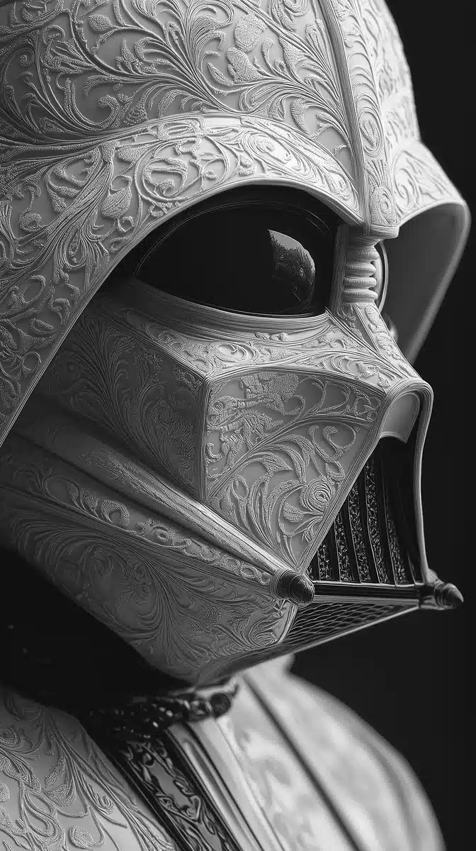 Intricate Pencil Drawing of Vader Mask Midjourney提示词