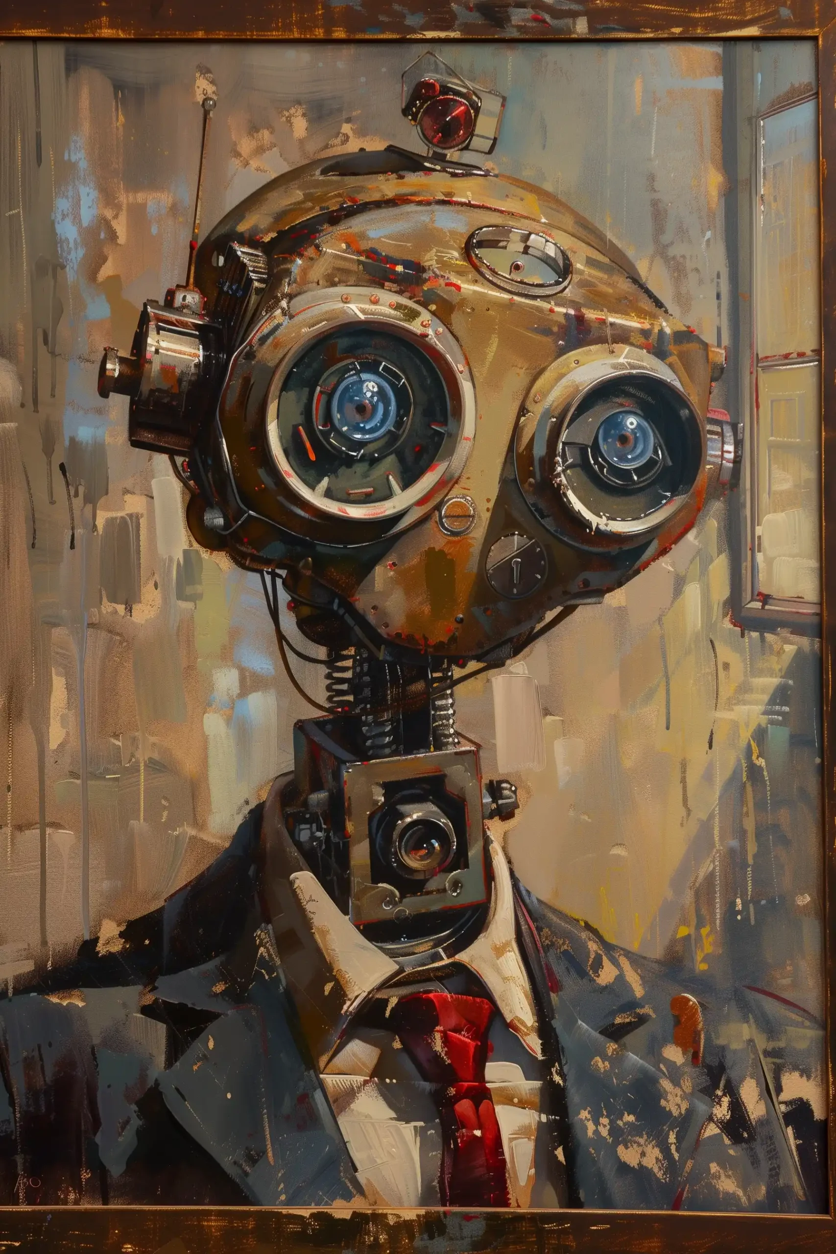 Self-Aware Bot Self-Portrait Midjourney提示词