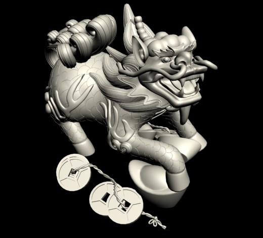 招财的麒麟3D模型素材