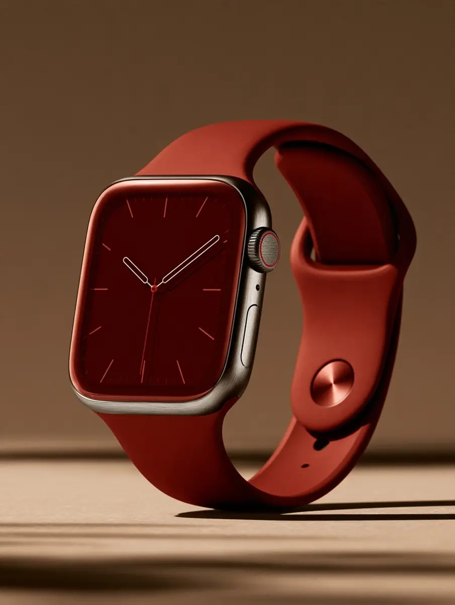 Smart Watch Red Strap Midjourney提示词