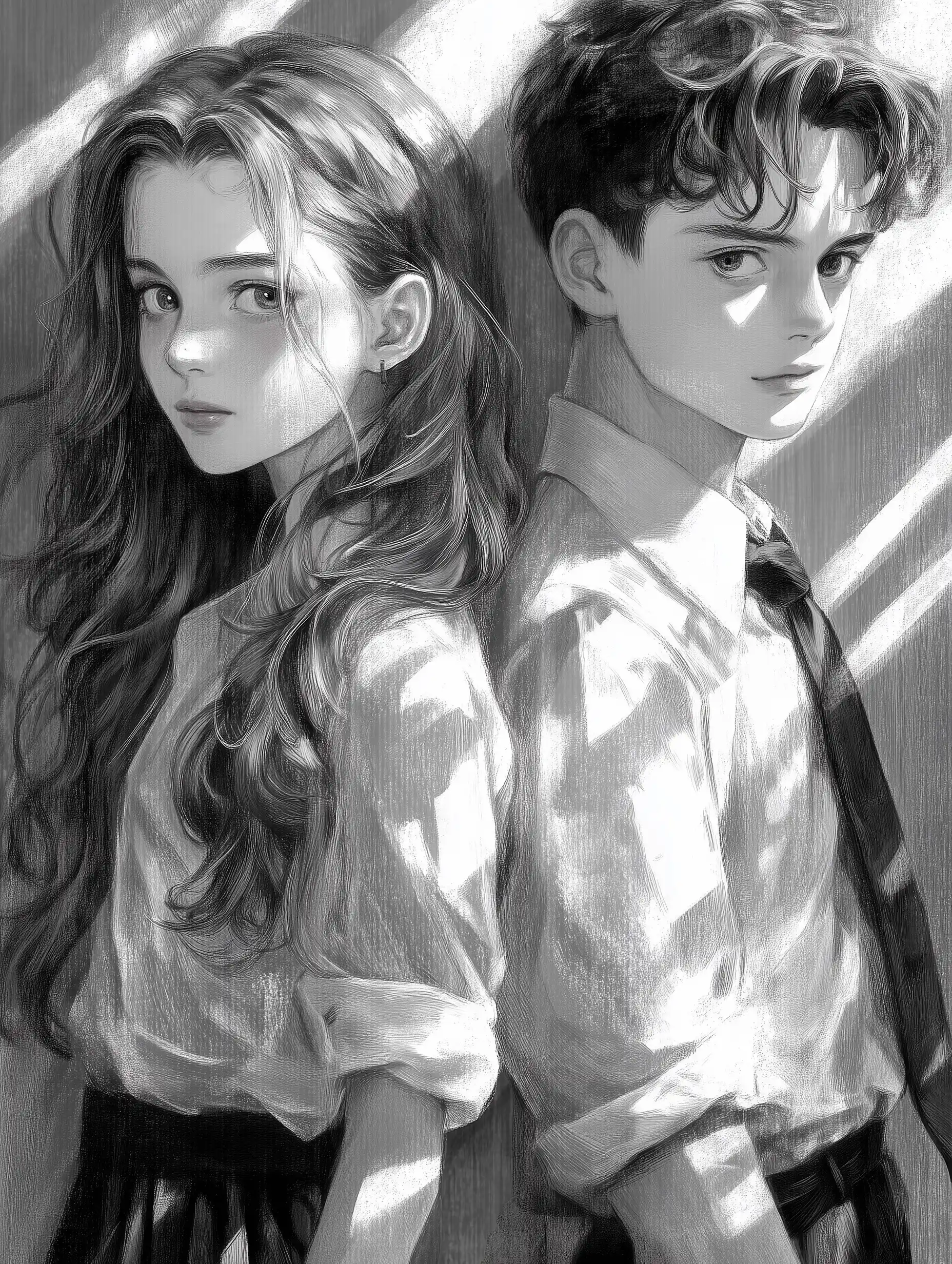 Ghibli Teens in School Midjourney提示词