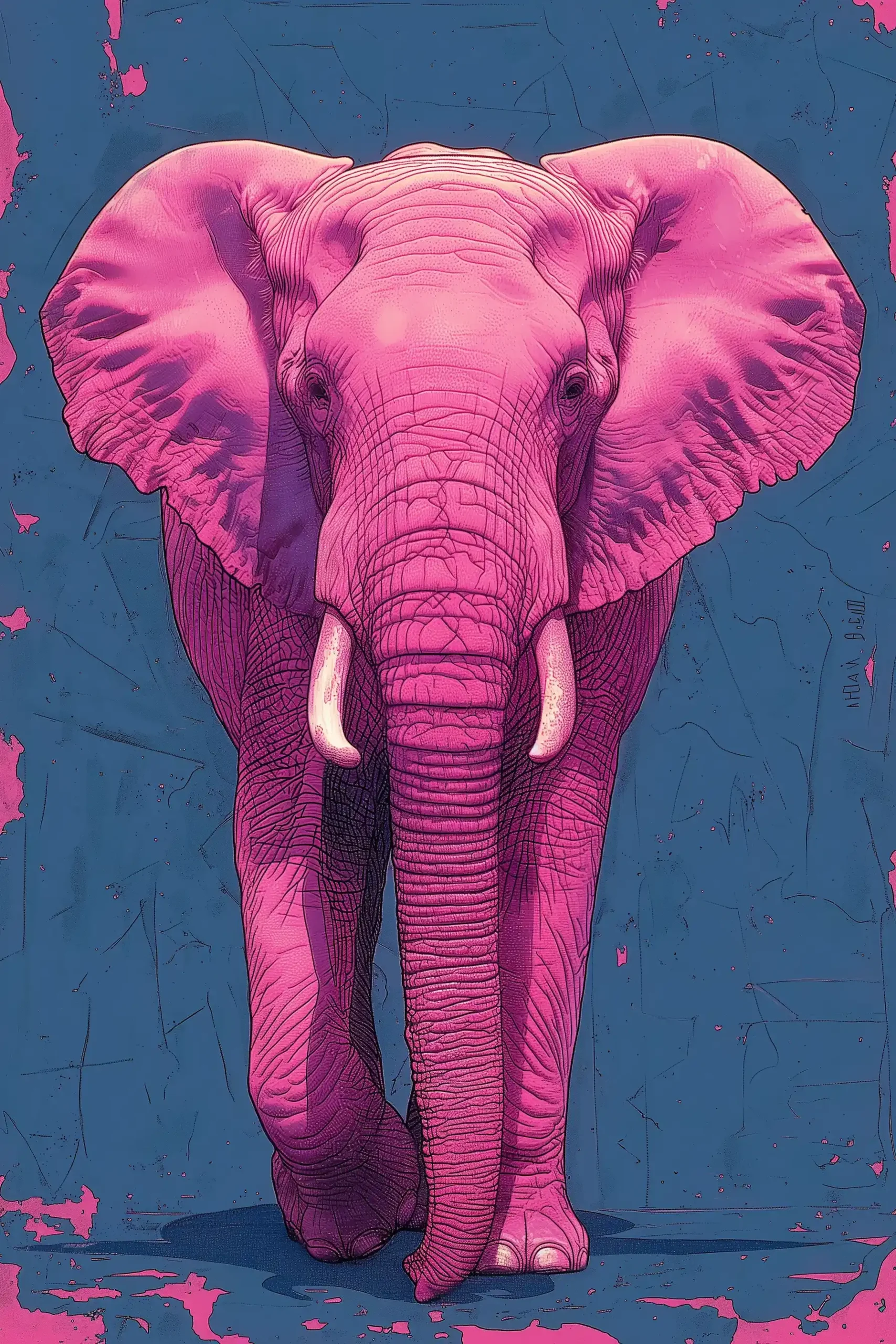 Pink Elephant Illustration Midjourney提示词