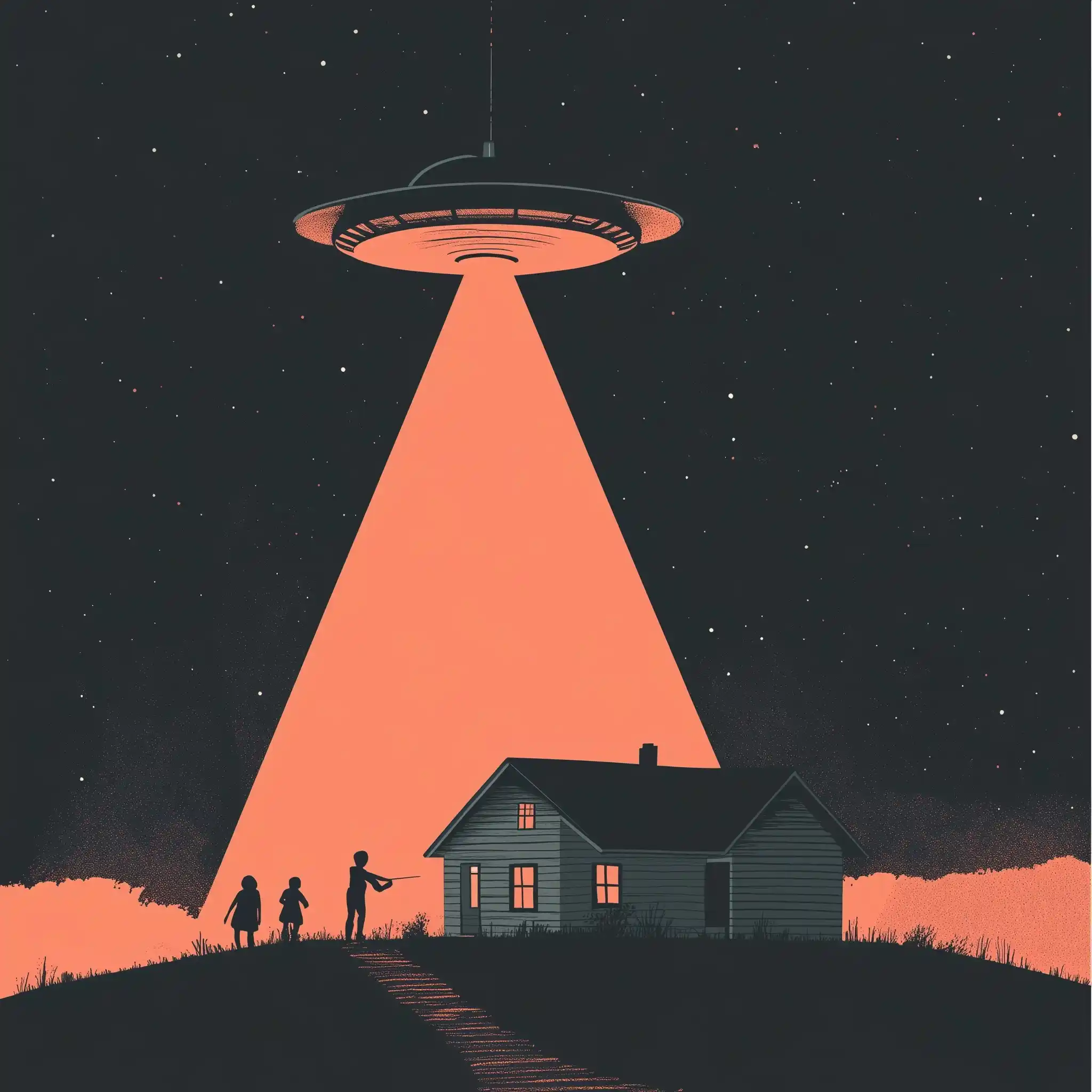 UFO Abduction in Vector Midjourney提示词