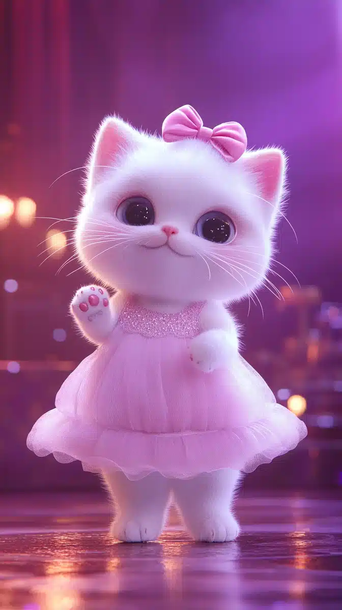 Doll Kitten in Ballroom Midjourney提示词