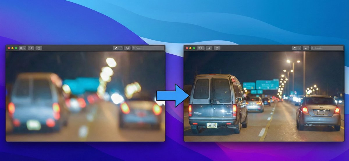 Sharp Night Highway: AI Image Deblurring Before and After Nano Banana提示词