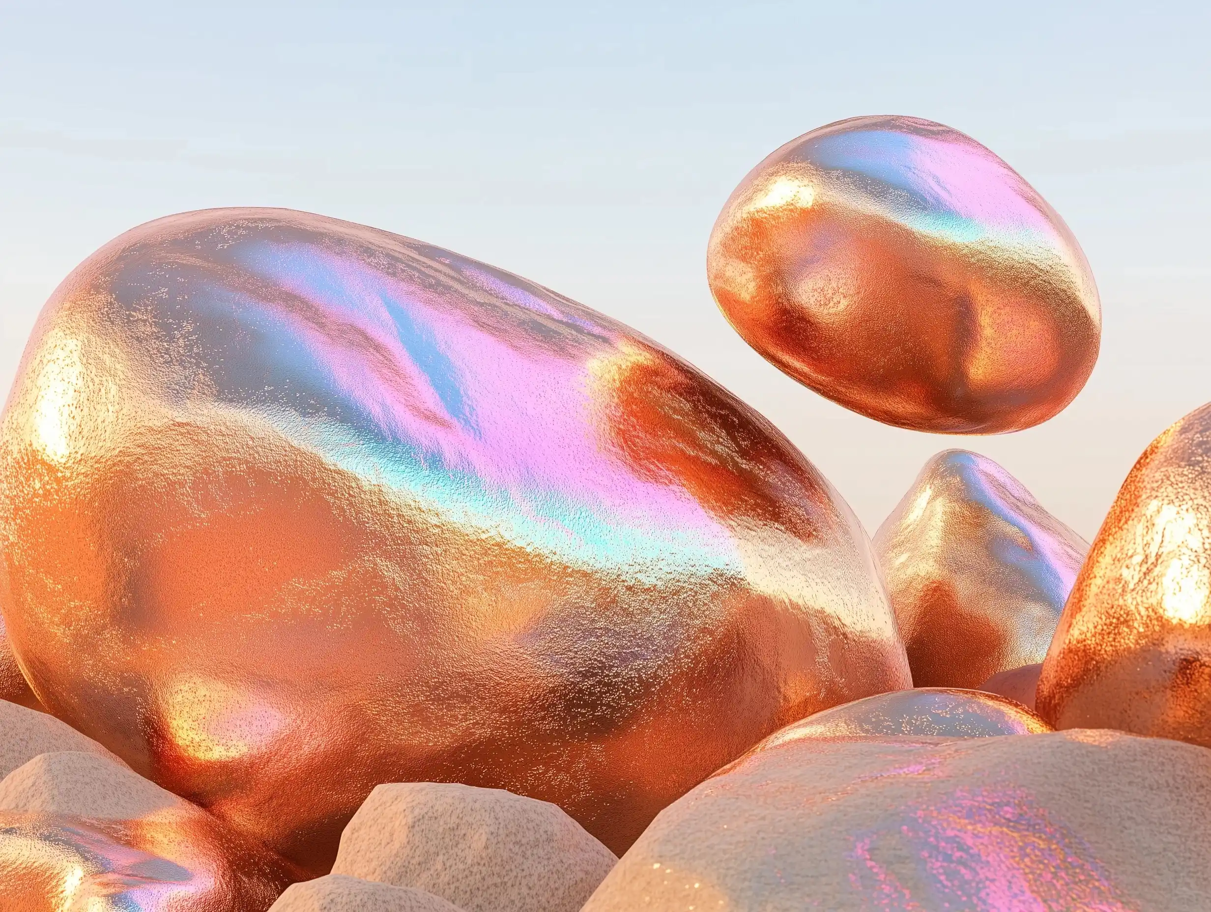 Iridescent Stones in Wes Anderson Style Midjourney提示词
