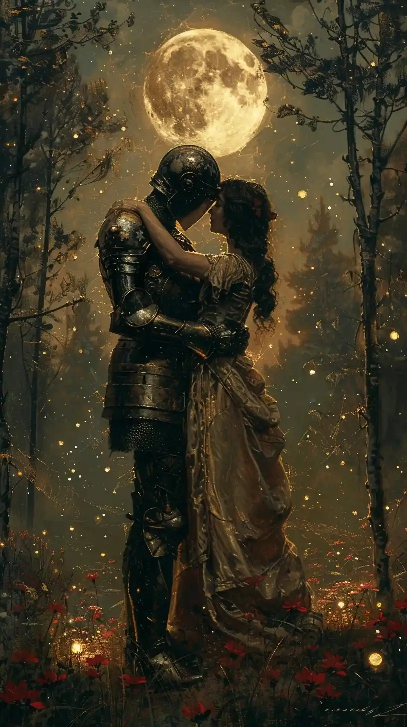 Vintage Knight and Damsel Midjourney提示词