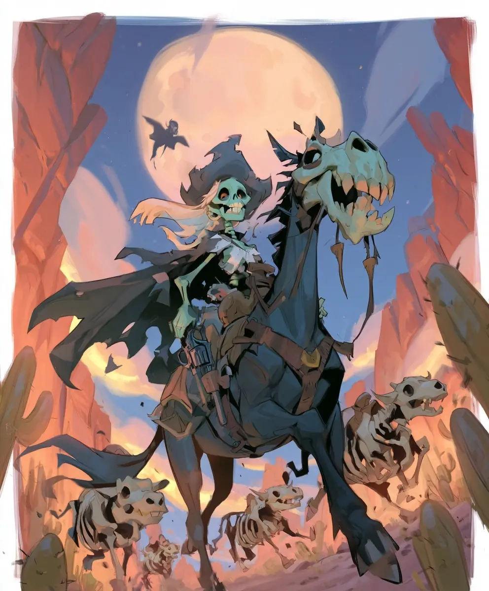Supernatural Cowgirl Poster Illustration Midjourney提示词