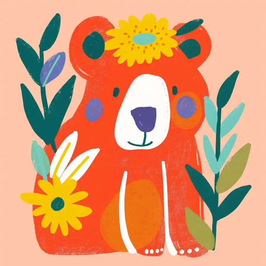Vibrant Bear in Abstract Midjourney提示词