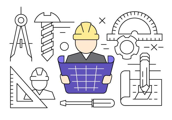 线性建设工程矢量图标