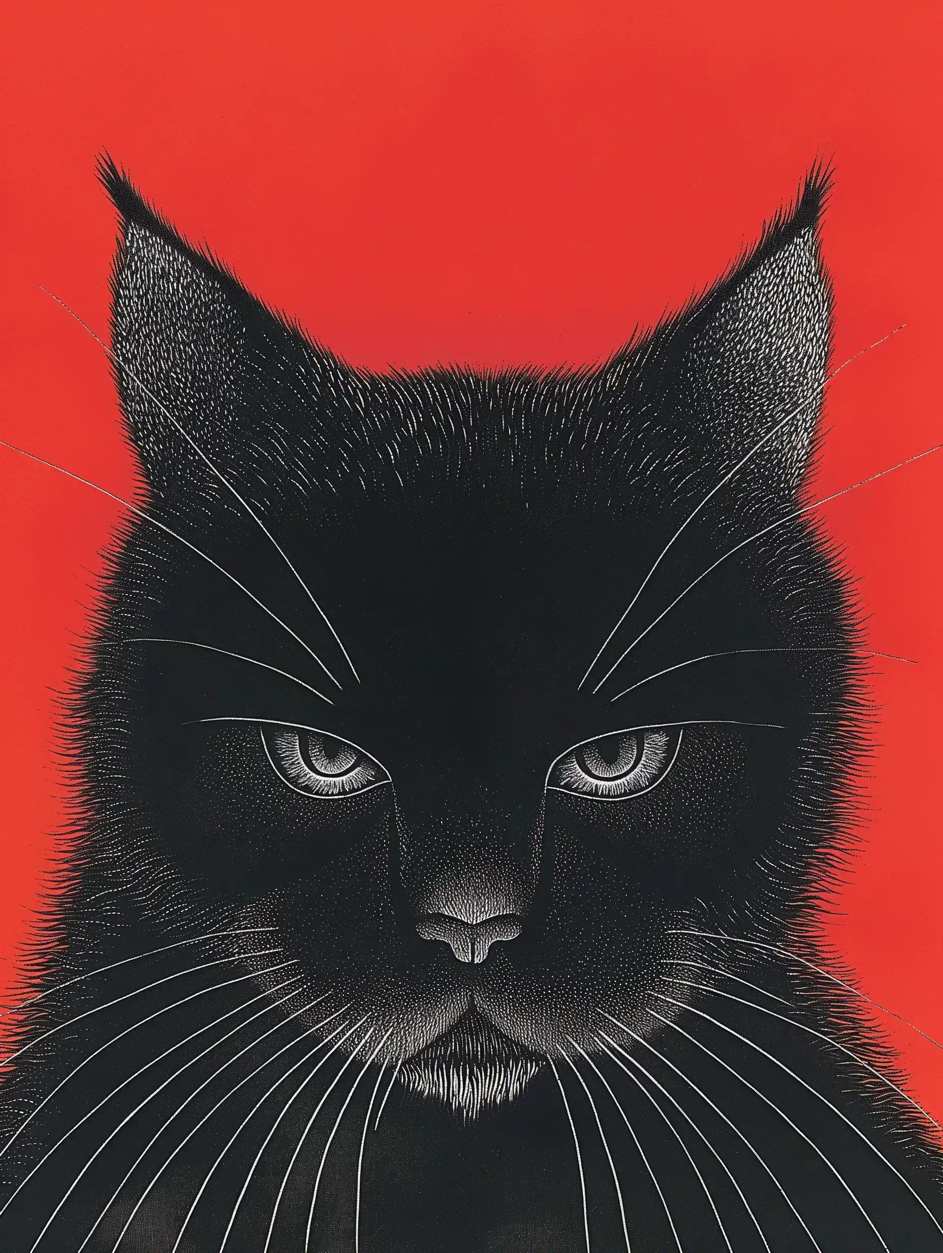 Black Cat on Red Midjourney提示词