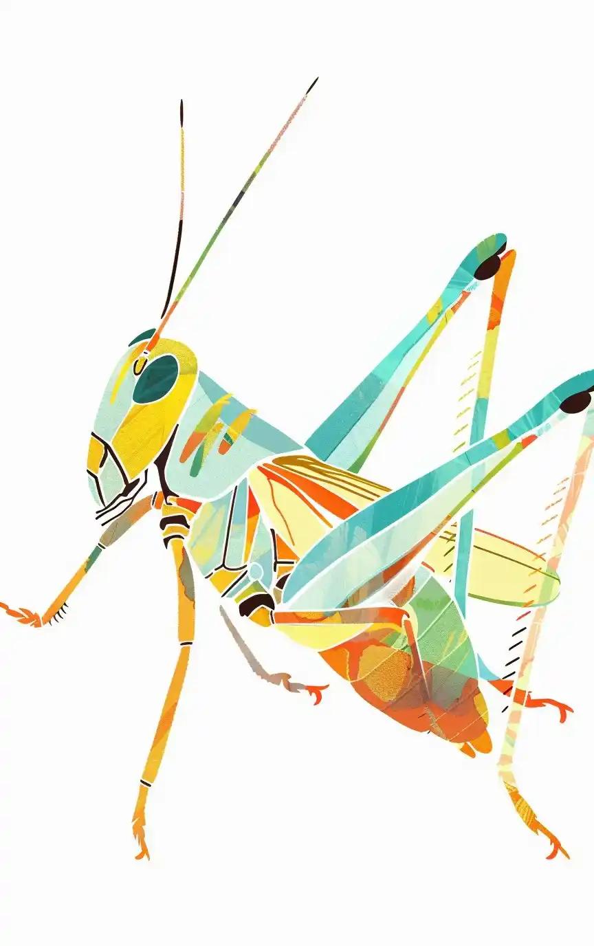 Vibrant Grasshopper Design Midjourney提示词