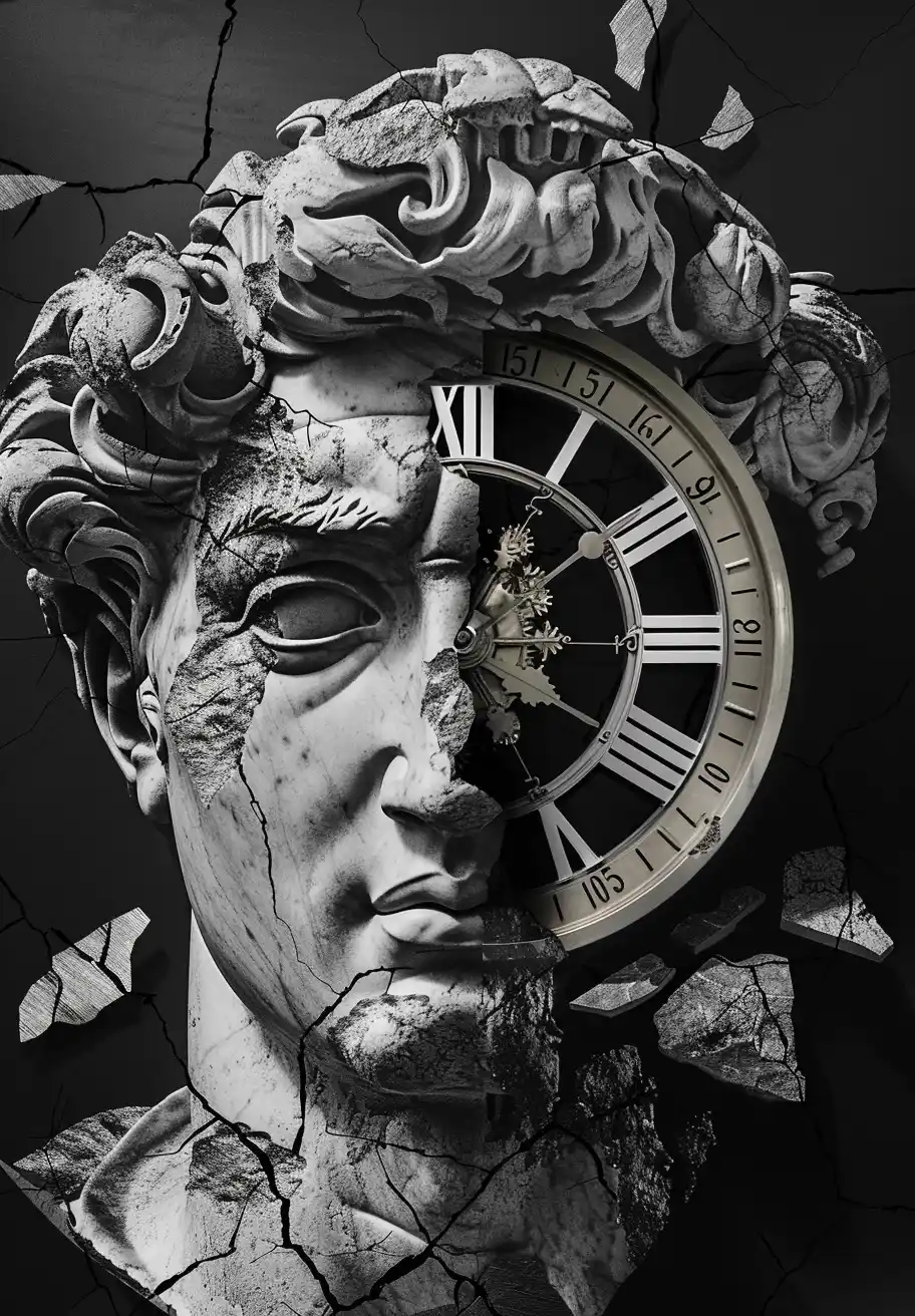 Value Clock Statue Dark Nouveau Midjourney提示词