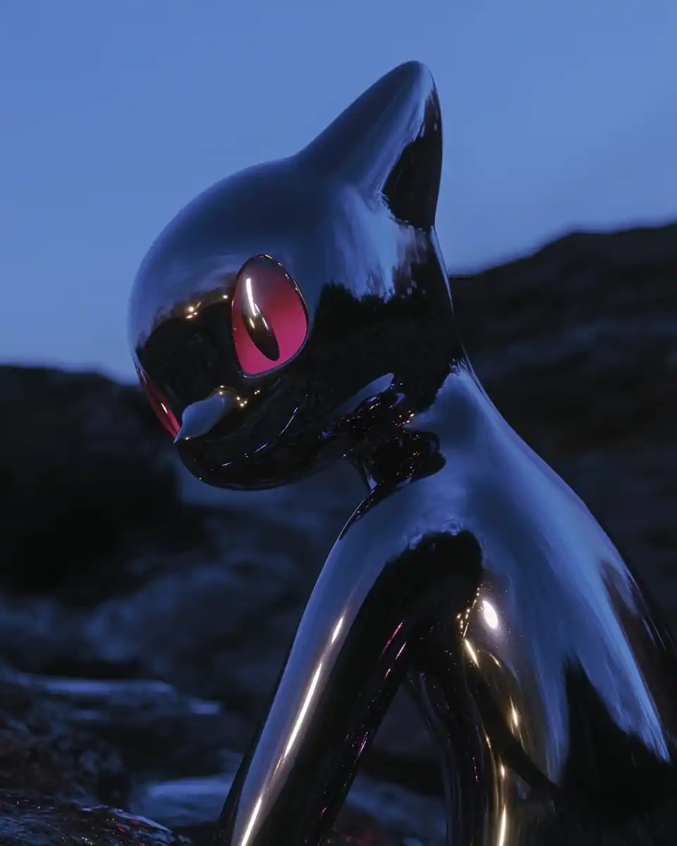 Iridescent Mew in Void Midjourney提示词
