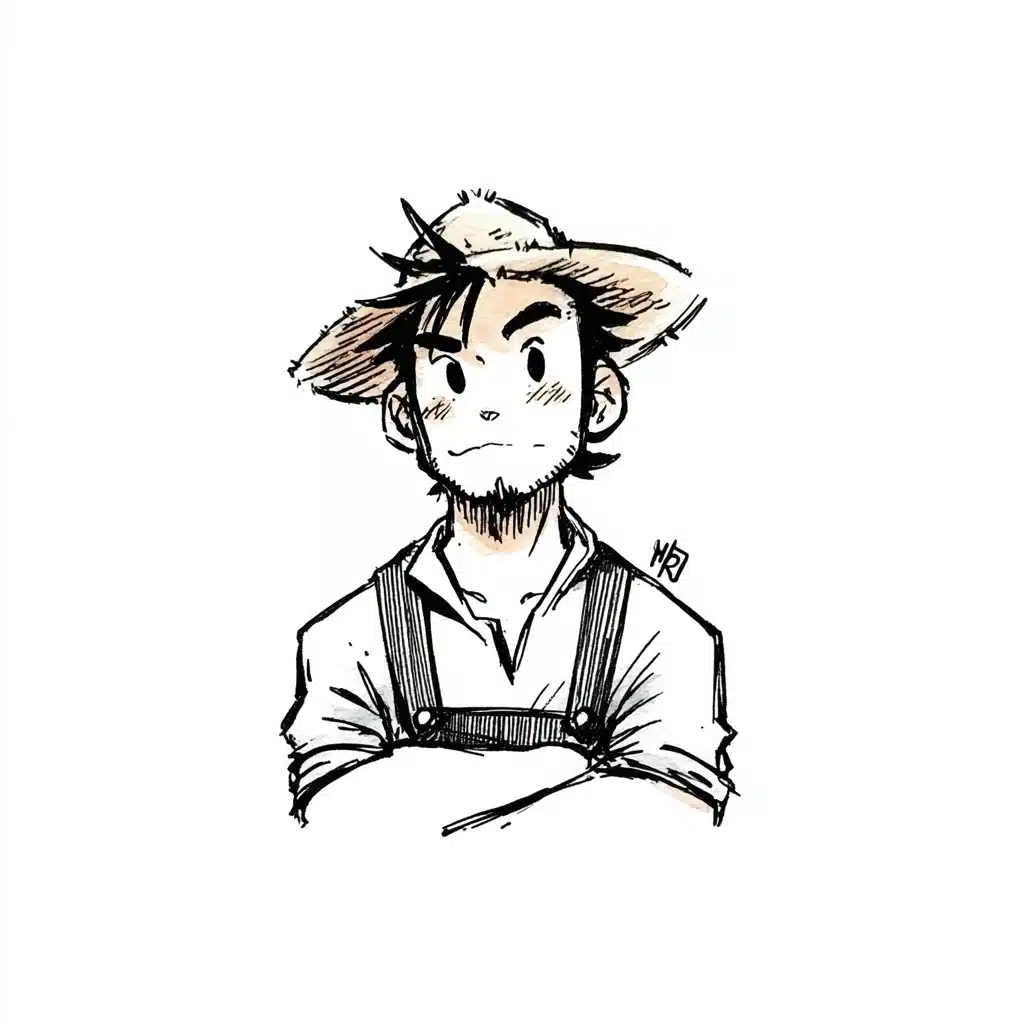 Minimalistic Farmer in Ink Midjourney提示词