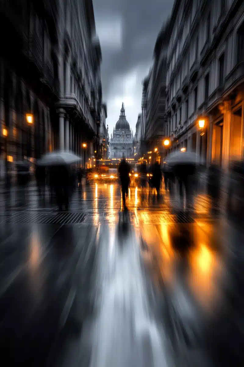 Dramatic Cityscape Perspective Midjourney提示词