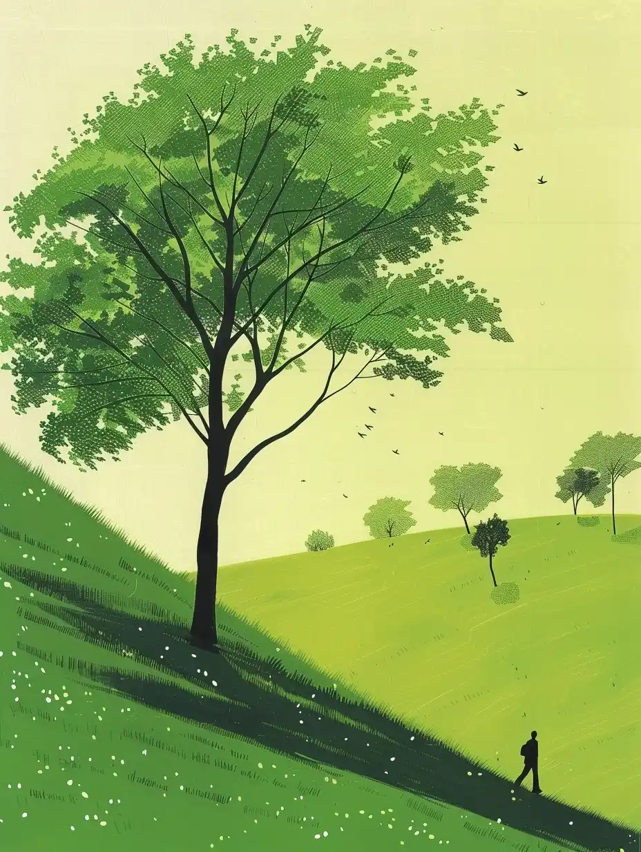 Tree and Walker Landscape Midjourney提示词