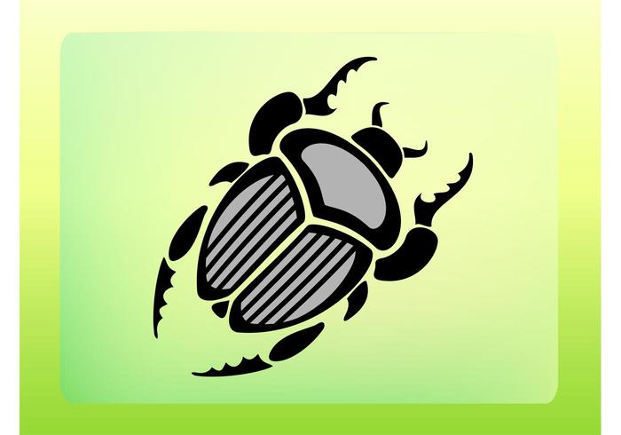 在绿色和黄色的渐变背景图像的插画格式免费矢量甲虫或圣甲虫图标