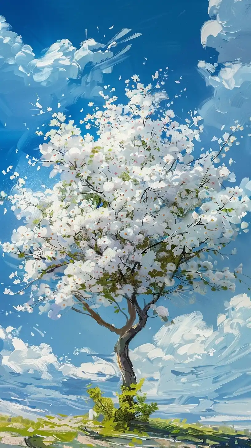 Floral Tree in Oil Midjourney提示词