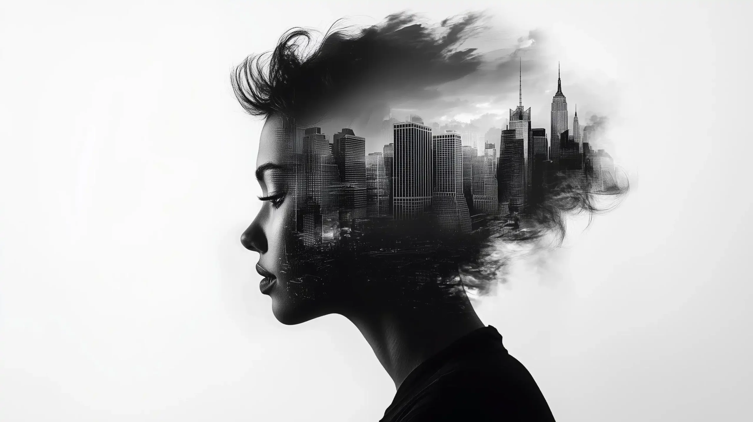 Surreal Double Exposure Portrait Midjourney提示词