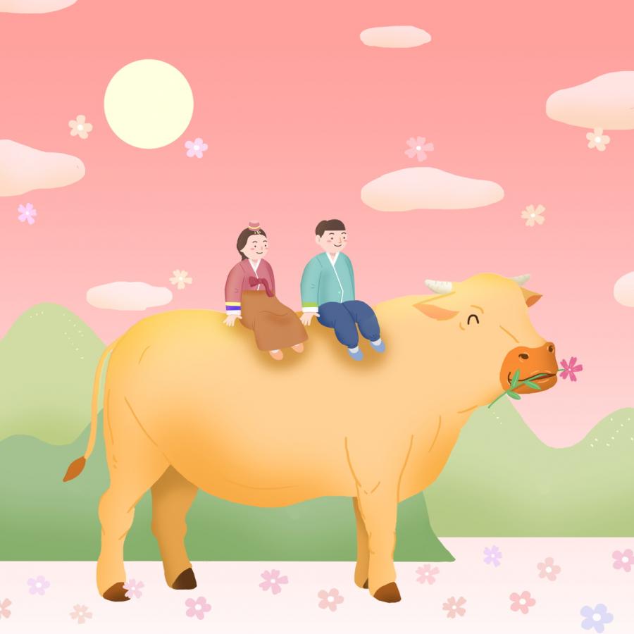 8款2021年牛年动物插画PSD素材打包下载