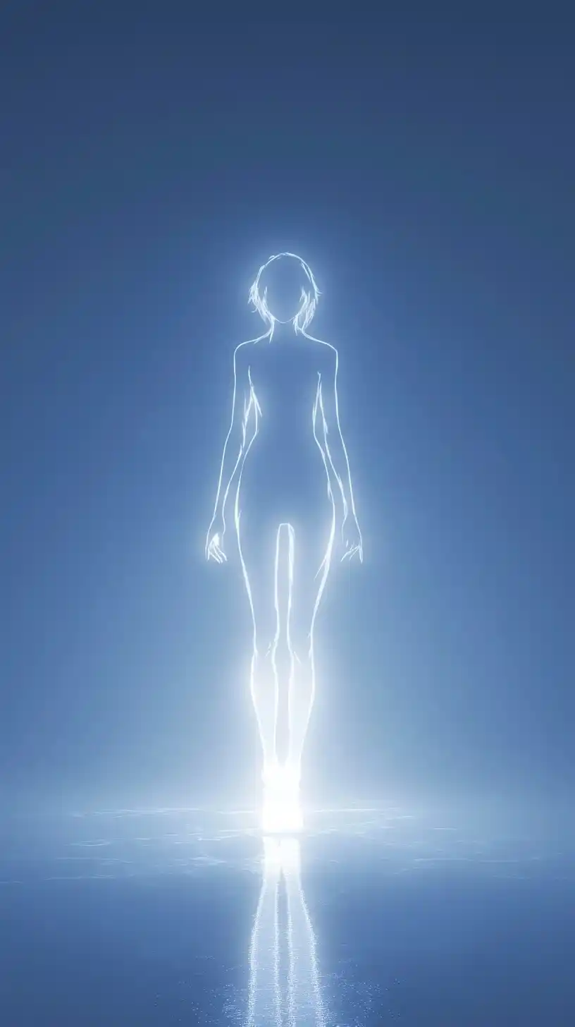 Glowing Female Figure Anime Midjourney提示词