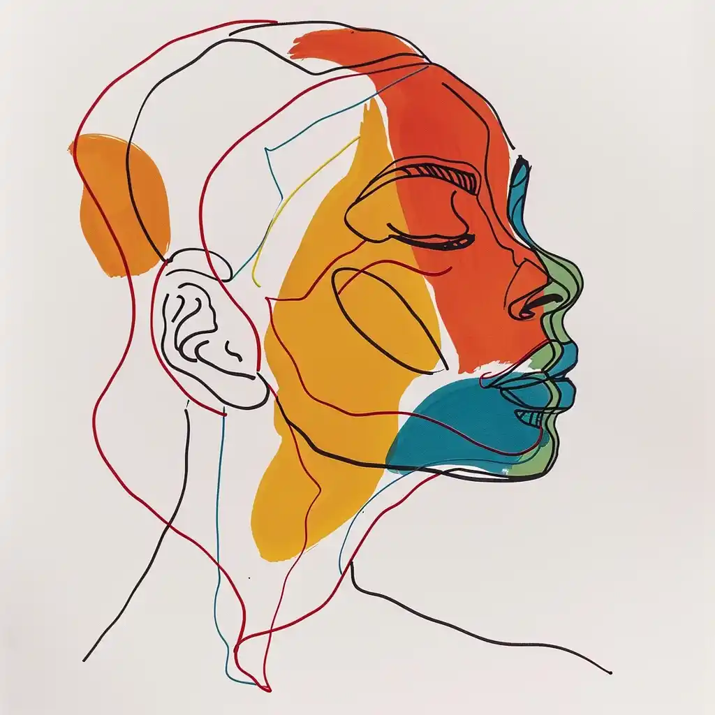 One-Line Profile African American Female Midjourney提示词