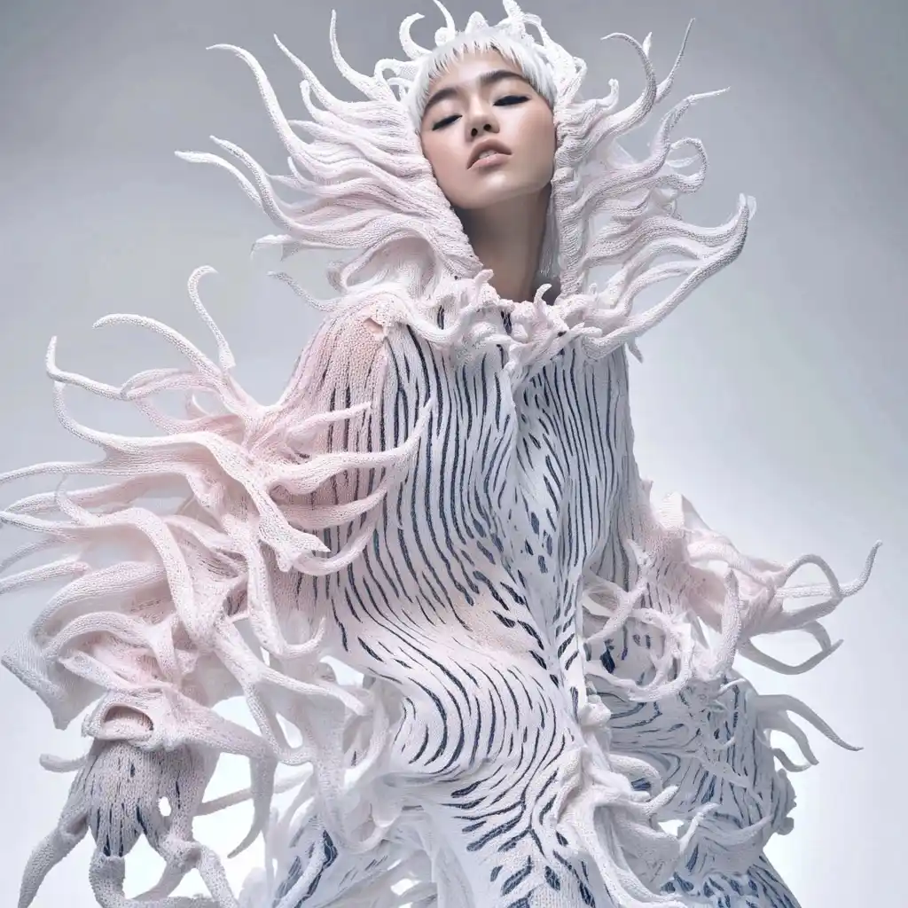 Futuristic Knitwear Runway Midjourney提示词