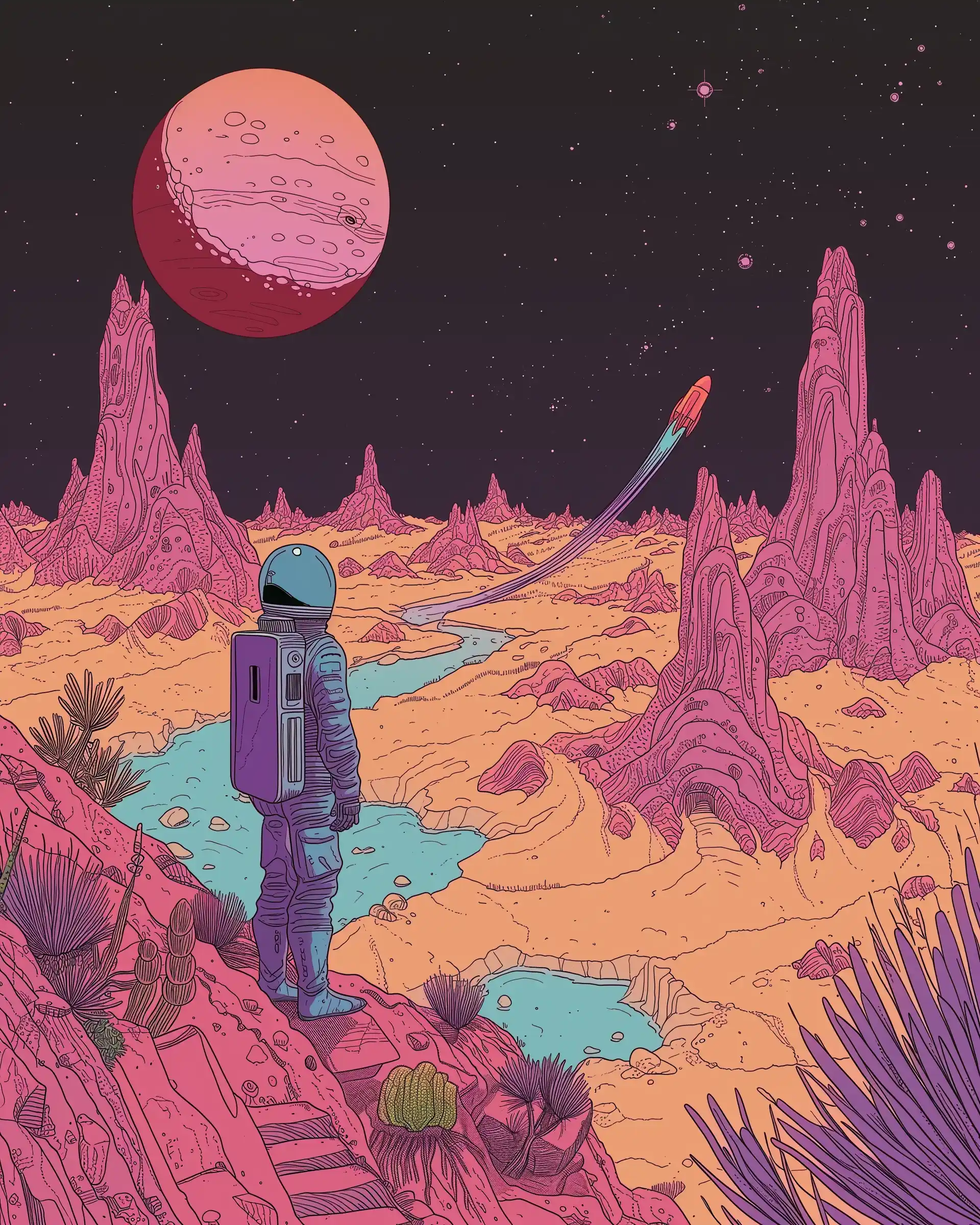 Anime Mars Civilization Plants Midjourney提示词