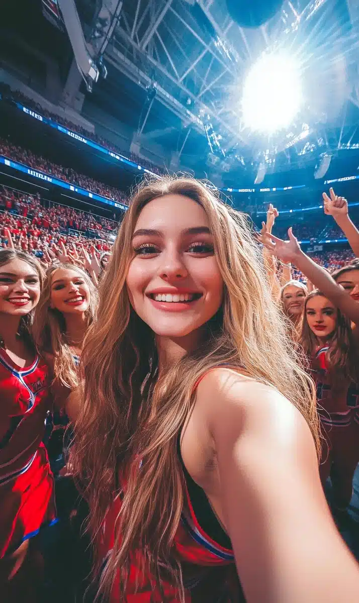 Cinematic Cheerleaders in Stadium Midjourney提示词