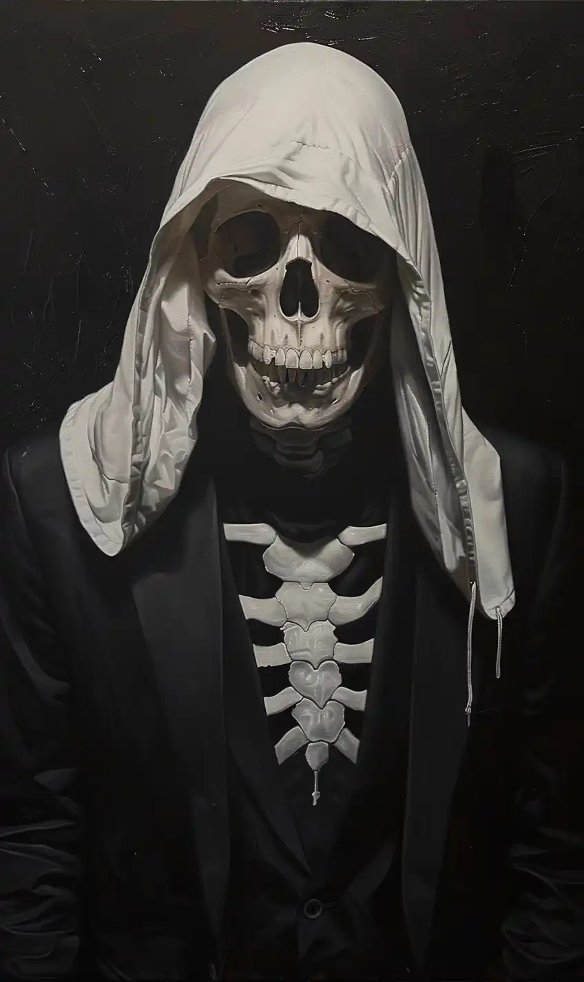 Realistic Skeleton in Oil Midjourney提示词