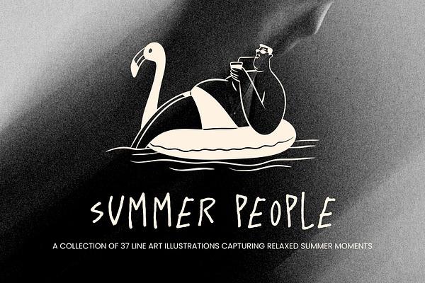 Summer People Minimal Line Art