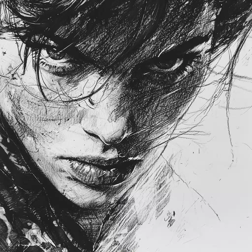 Pencil Sketch of Soldier Midjourney提示词