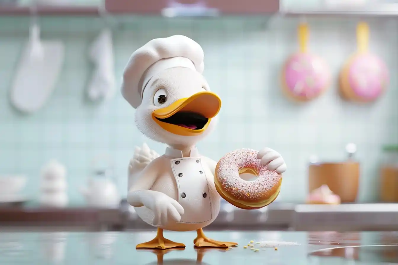 Chef Duck Donut Render Midjourney提示词