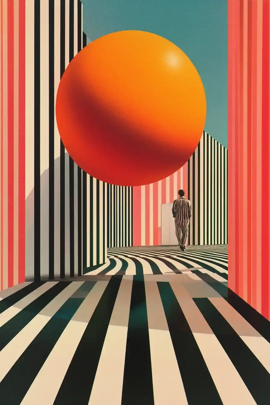 Retro Optical Illusion Circle Midjourney提示词
