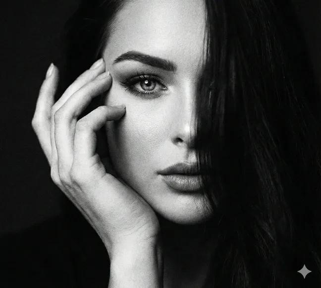Dramatic Black and White Portrait of Woman - Art Photo Nano Banana提示词