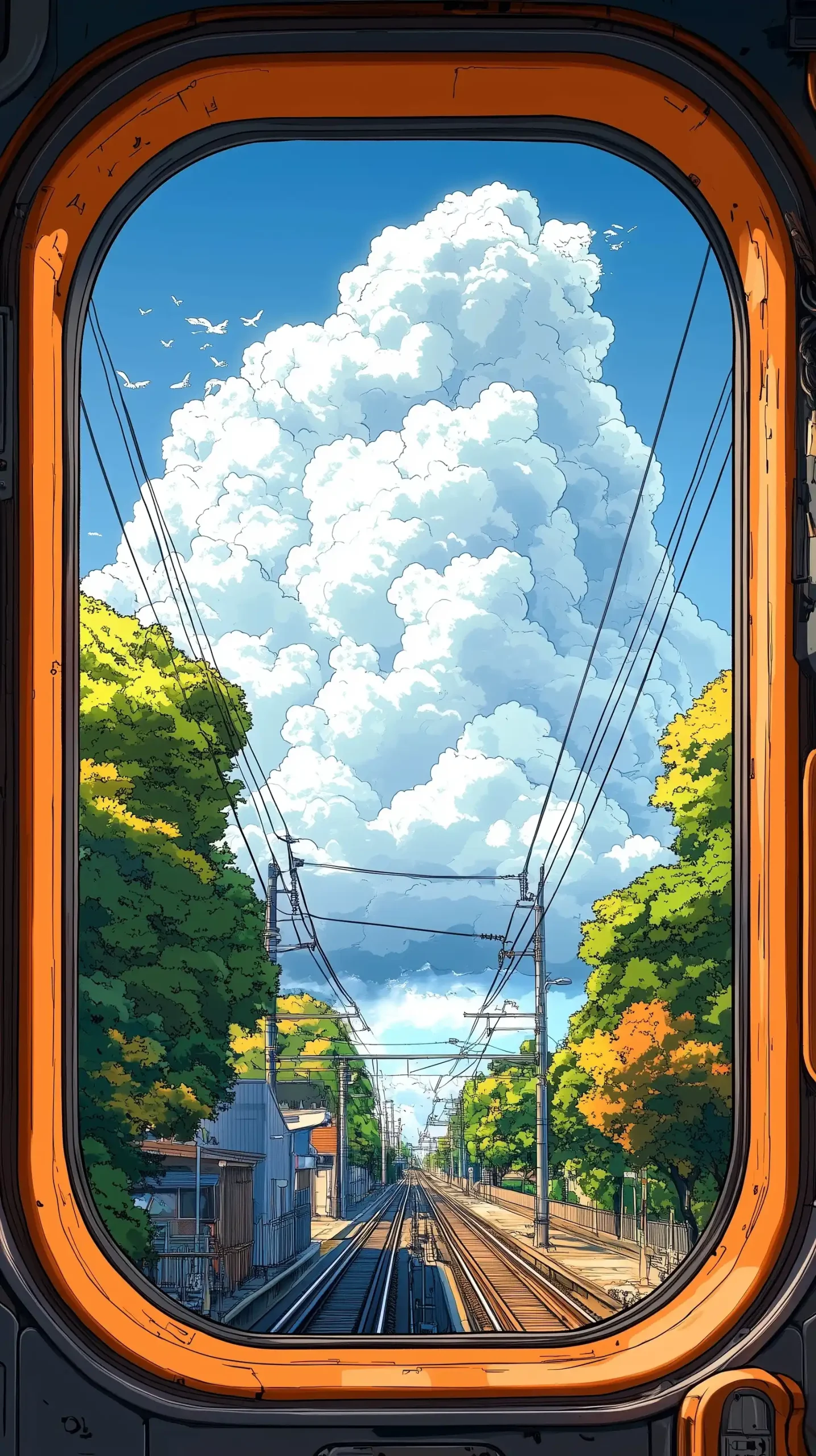Anime Train Window Scene Midjourney提示词