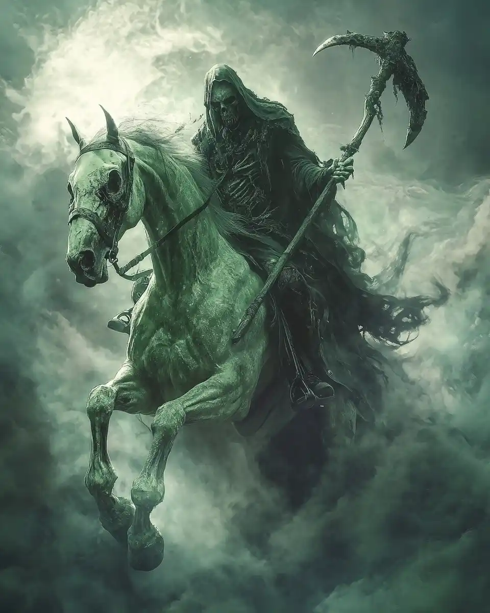 Hyper-Realistic Horseman Emergence Midjourney提示词