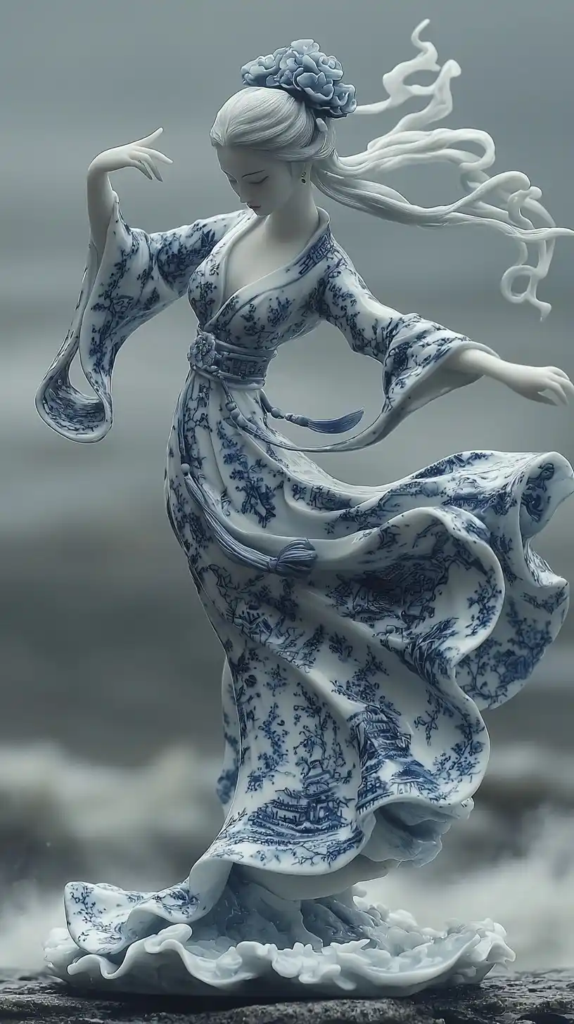 Porcelain Dancer by Seaside Midjourney提示词