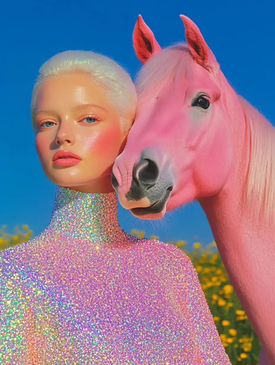 Iridescent Dress with Horse Midjourney提示词