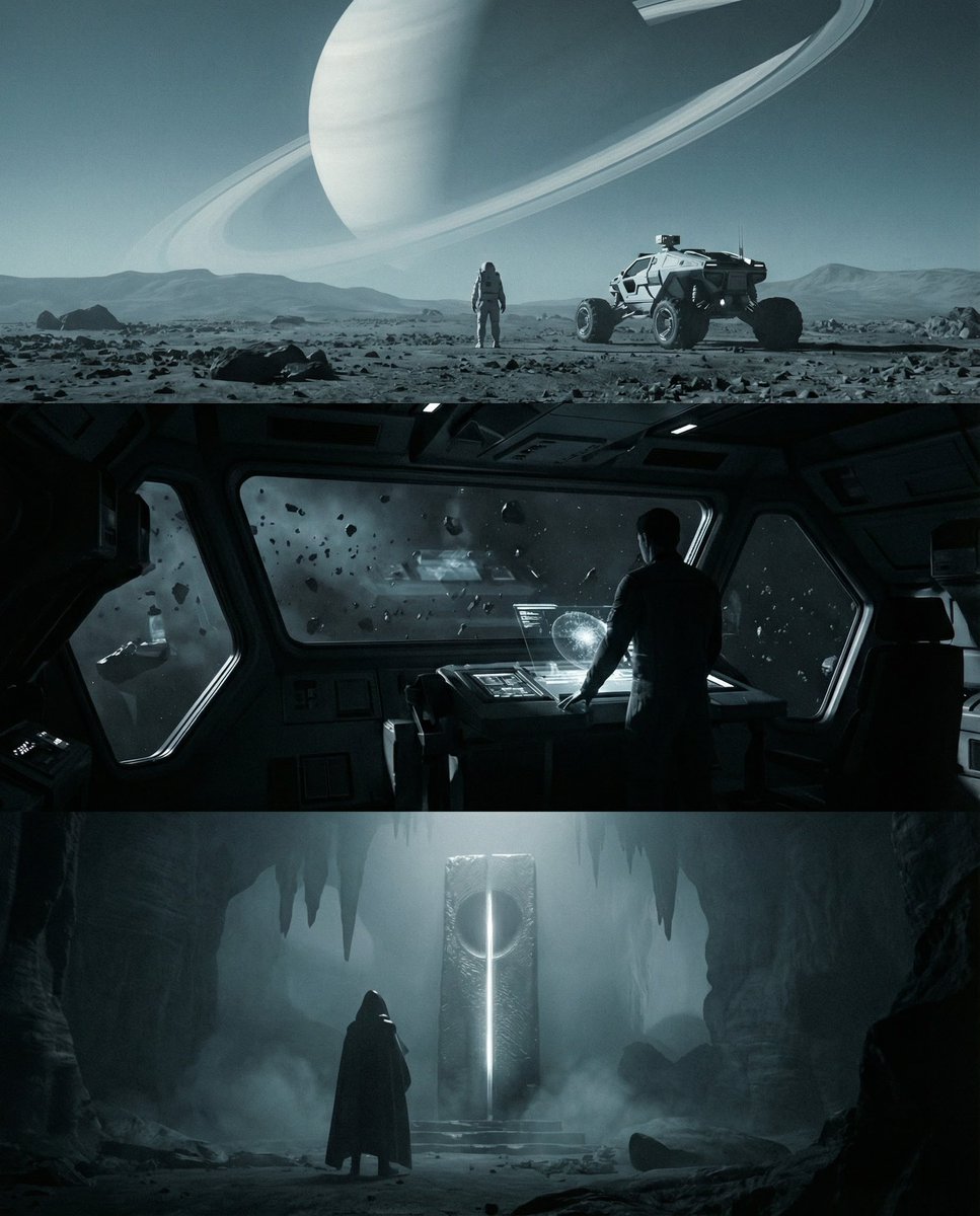 Cinematic Sci-fi Space Exploration & Alien Planet Mystery Nano Banana提示词