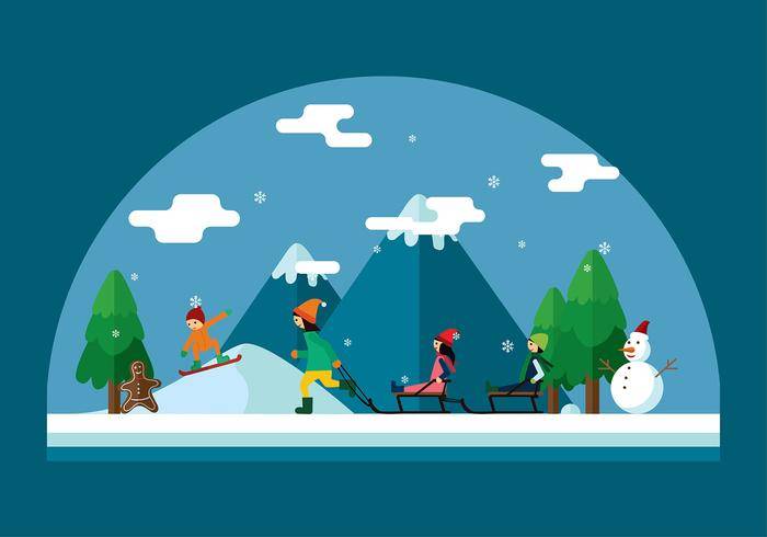 冬季雪橇场景矢量