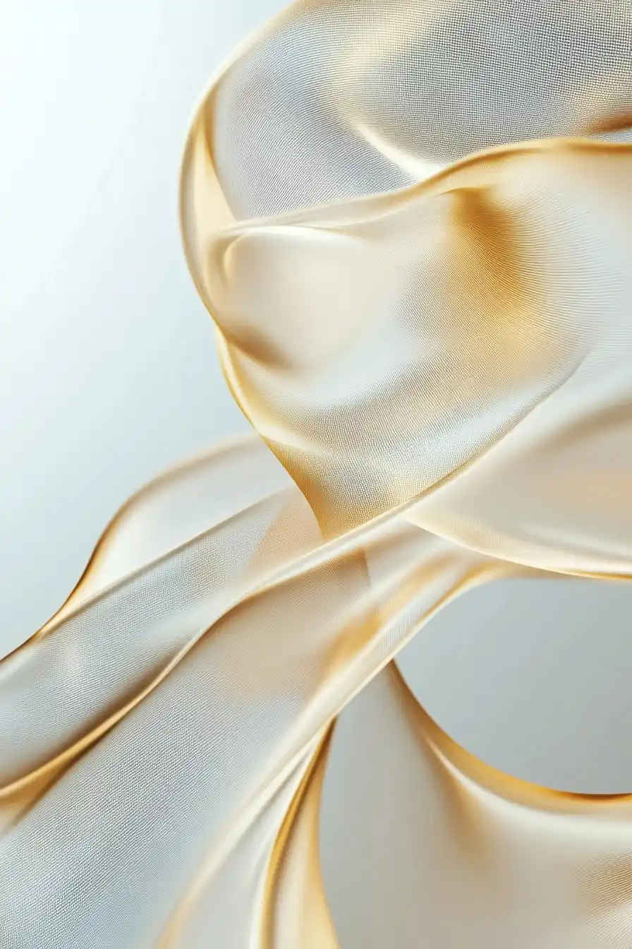 Futuristic Gold Silk Ribbon Midjourney提示词