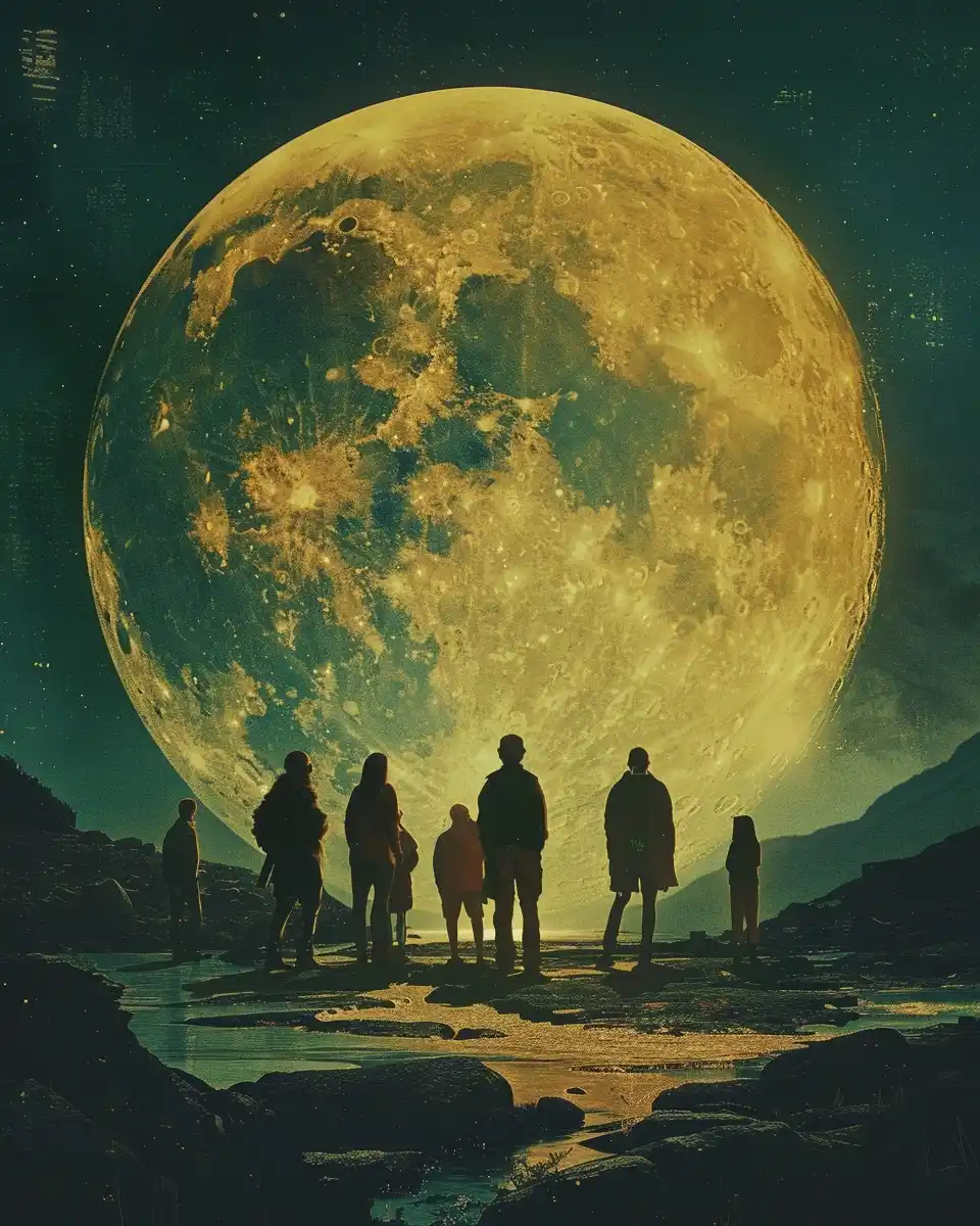 Moonlit Group Silhouette Midjourney 提示词生成效果